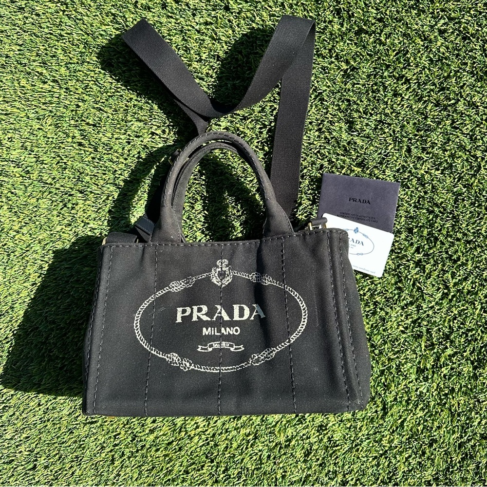 PRADA *PreLoved* Canapa 2 way mini tote handbad